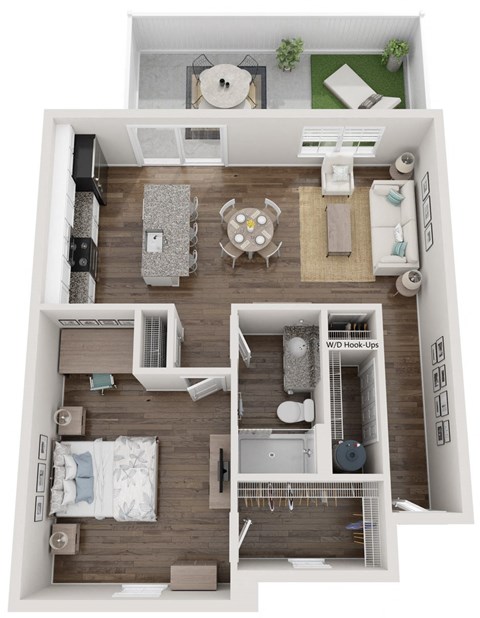 a floor plan of a 1 bedroom apartment